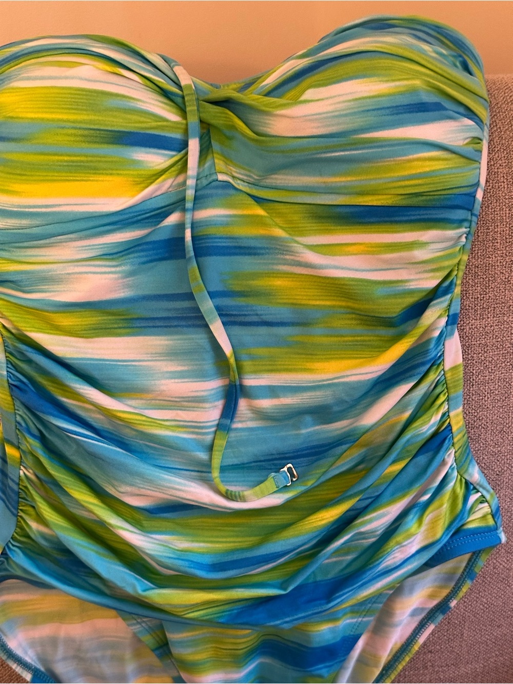 Nautica Women's Strapless One-Piece Swimsuit in Blue, Green & White